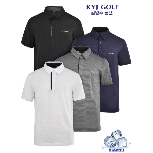 김영주 골프티셔츠 남성 골프티 골프웨어 반팔 카라 셔츠 시원한 골프복 상의 기능성 골프 운동 여름