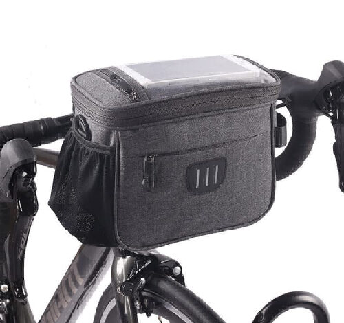 자전거 가방 핸들 가방 앞가방 어깨가방 자전거 가방 핸드백 반사 대용량 도로 자전거 스마트폰 수납 터치스크린, 짙은 회색, 1개