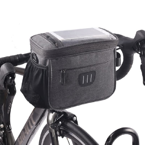 자전거 가방 핸들 가방 앞가방 어깨가방 자전거 가방 핸드백 반사 대용량 도로 자전거 스마트폰 수납 터치스크린, 짙은 회색, 1개