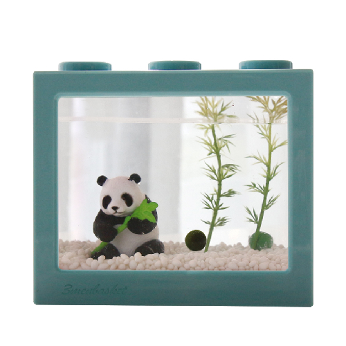 세남자바스켓 귀여운 동물친구들 국산 마리모 키우기 DIY세트, 대나무판다+레트로블루 블럭
