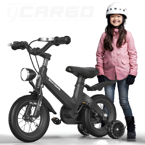 BQTONG 보조바퀴 어린이 네발 자전거 12~18인치 일체형 몰딩프레임 [95% 조립 배송], 블랙 (스포크 휠+V브레이크)