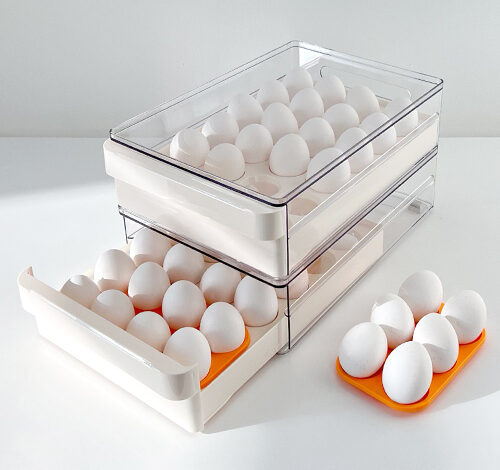 바케인 계란보관함 에그트레이 계란 트레이 냉장고 정리 보관 용기 24구, 투명
