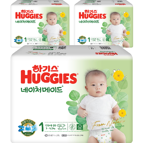 하기스 NEW 네이처메이드 밴드형 기저귀 아동공용 신생아용 1단계(3~4.5kg)