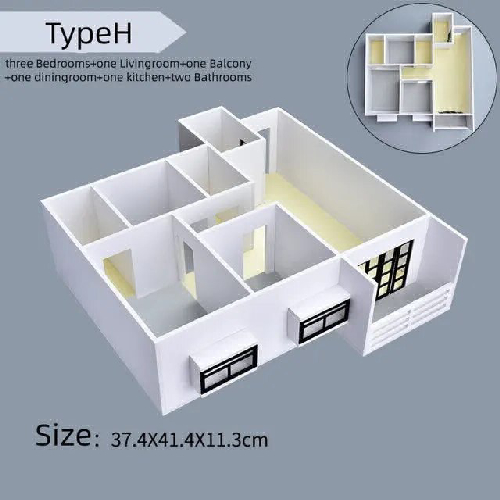 블록조립커스텀피규어 MOC브릭 1:25 미니어처 하우스 부동산 건축 모델 재료, DIY 키트, 디오라마 액세서리, 08 TypeH