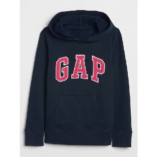 픽스키즈 갭키즈 GAP KIDS 걸즈 데일리 로고패치 기모 후드티셔츠 네이비-핑크로고 괴정점