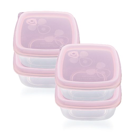 실리팟 실리콘 냉동밥 보관용기 핑크, 4개, 보관용기4개