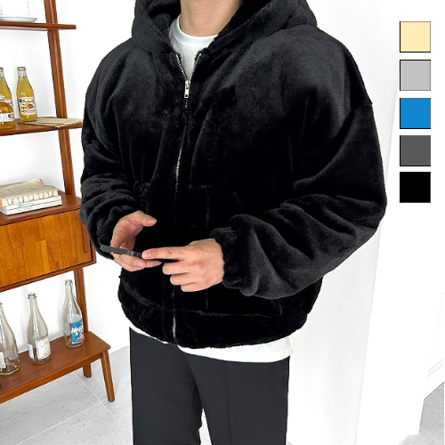 이브컴퍼니 [ 당일 출고 ] 남녀공용 겨울 두꺼운 밍크자켓 커플 밍크후리스 남자 밍크후드집업 (3172-1)