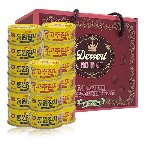 올따옴기획 선물세트 동원참치 90g(살코기참치 8입+고추참치 8입)세트