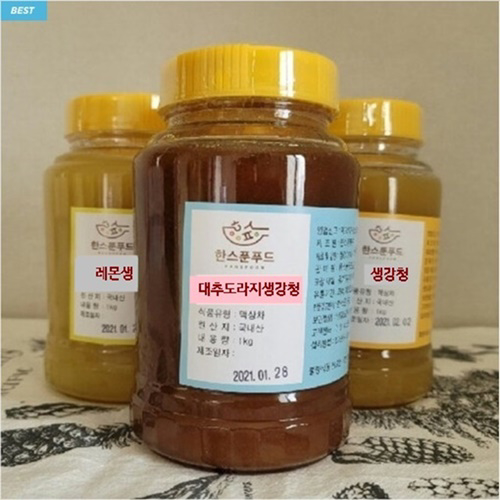 [한스푼푸드] 생강청 1kg / 수제 레몬생강청 대추생강차 생강차, 1kg, 1개