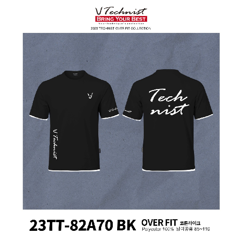 테크니스트 남녀공용 오버핏 티셔츠 23TT-82A70 BK