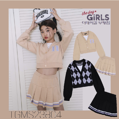 [더데이걸] 23'F/W *가을신상* 페이크 가디건 코디 상하세트 #크롭 가디건 #밴딩 치마 TGMS23804_2001아울렛 부평점