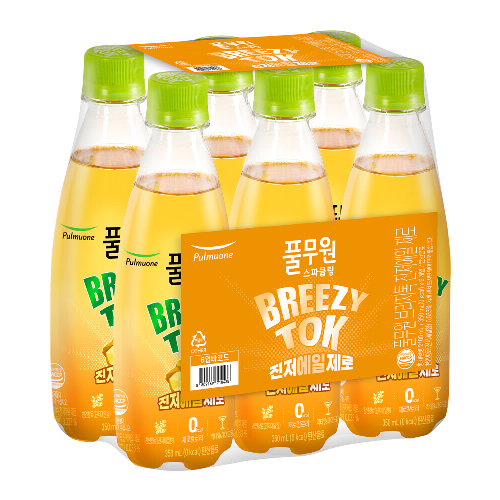 풀무원 브리지톡 진저에일제로 탄산음료, 350ml, 6개