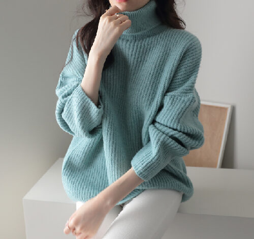 제니트 루즈핏 터틀넥 목폴라 여성용 니트 스웨터