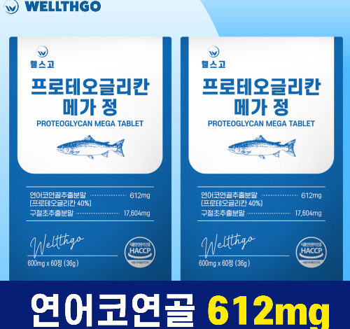 웰스고 프로테오글리칸 메가 정 360mg 프로태오글리칸 연어코연골 추출물 프로테오클리칸, 2개, 60정