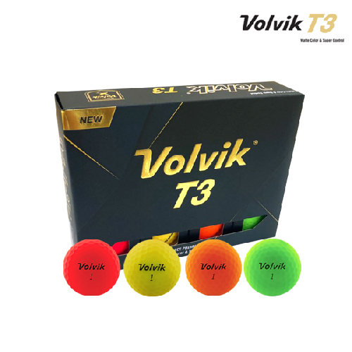볼빅 T3 레인보우 컬러볼 12구 VIVID무광 3피스, 레드, 옐로우, 옐로우그린, 오렌지, 3개입, 4개