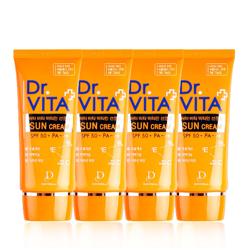 닥터비타 미백 주름개선 자외선 차단 3중 기능성 비타민 선크림 (SPF50+ / PA+++), 50g, 4개
