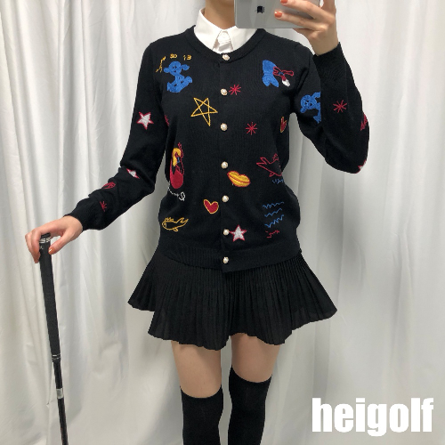 (주문폭주) 진주단추 가디건 여성 니트 골프웨어 연습복 필드룩 라운딩 봄 가을 겨울 패션