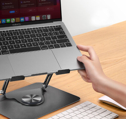 아모르주 360도 회전 높이 조절 노트북 거치대 맥북 받침대 태블릿 스탠드, 블랙