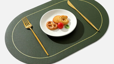 캘리웨이브 론드 양면 식탁매트 4개 세트 북유럽 가죽 방수 식탁 테이블 매트