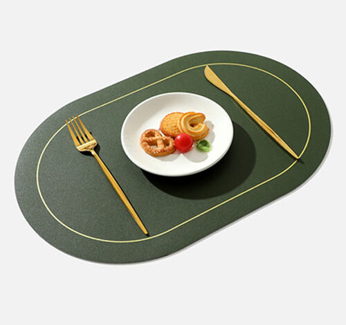 캘리웨이브 론드 양면 식탁매트 4개 세트 북유럽 가죽 방수 식탁 테이블 매트
