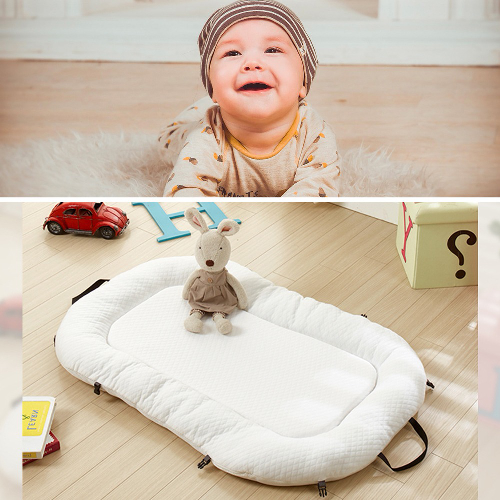 아기침대 유아 신생아 범퍼매트 휴대용 푹신한 침대 화이트, 화이트