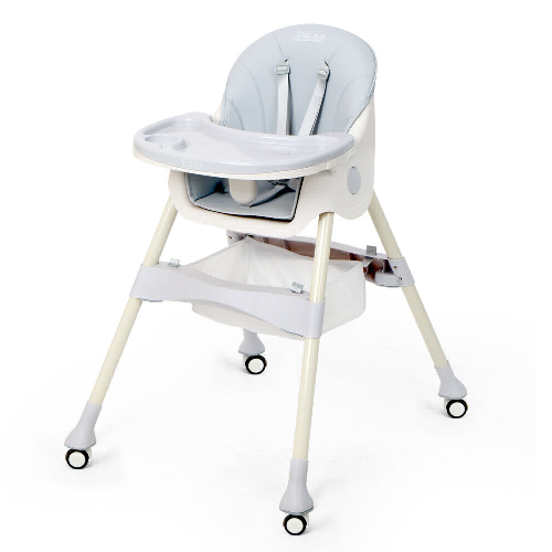 헬로디노 하이체어 아기 이유식 식탁의자 유아 접이식 범보의자, 화이트+그레이