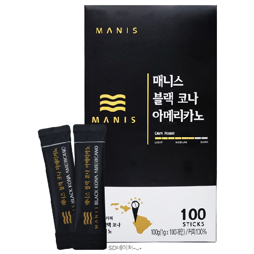 매니스 블랙 코나 아메리카노 1박스 (아메리카노 스틱 3개 증정), 1g, 1박스, 100스틱
