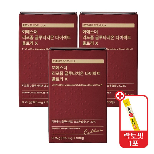 여에스더포뮬러 정품 여에스더 리포좀 글루타치온 다이렉트 필름 울트라 X 325mg 3박스 +락토핏 1포 포함