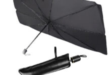 마크젠 앞유리 차량용 햇빛가리개 우산형, 1개, 블랙