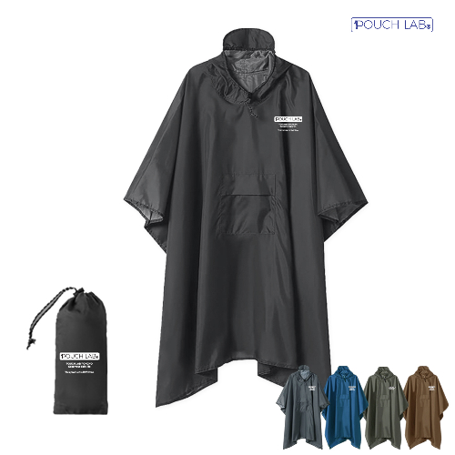 파우치랩 초경량 판초우의 등산 골프 우비 비옷, 블랙, 1개