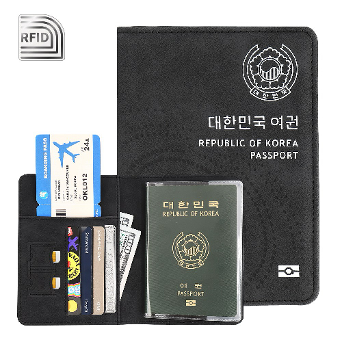 올탐 RFID 해킹방지 프리미엄 가죽 여권케이스 투명 여권케이스 포함