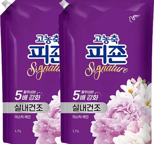 피죤 시그니처 실내건조 고농축 섬유유연제 미스틱 레인 리필, 1.7L, 2개